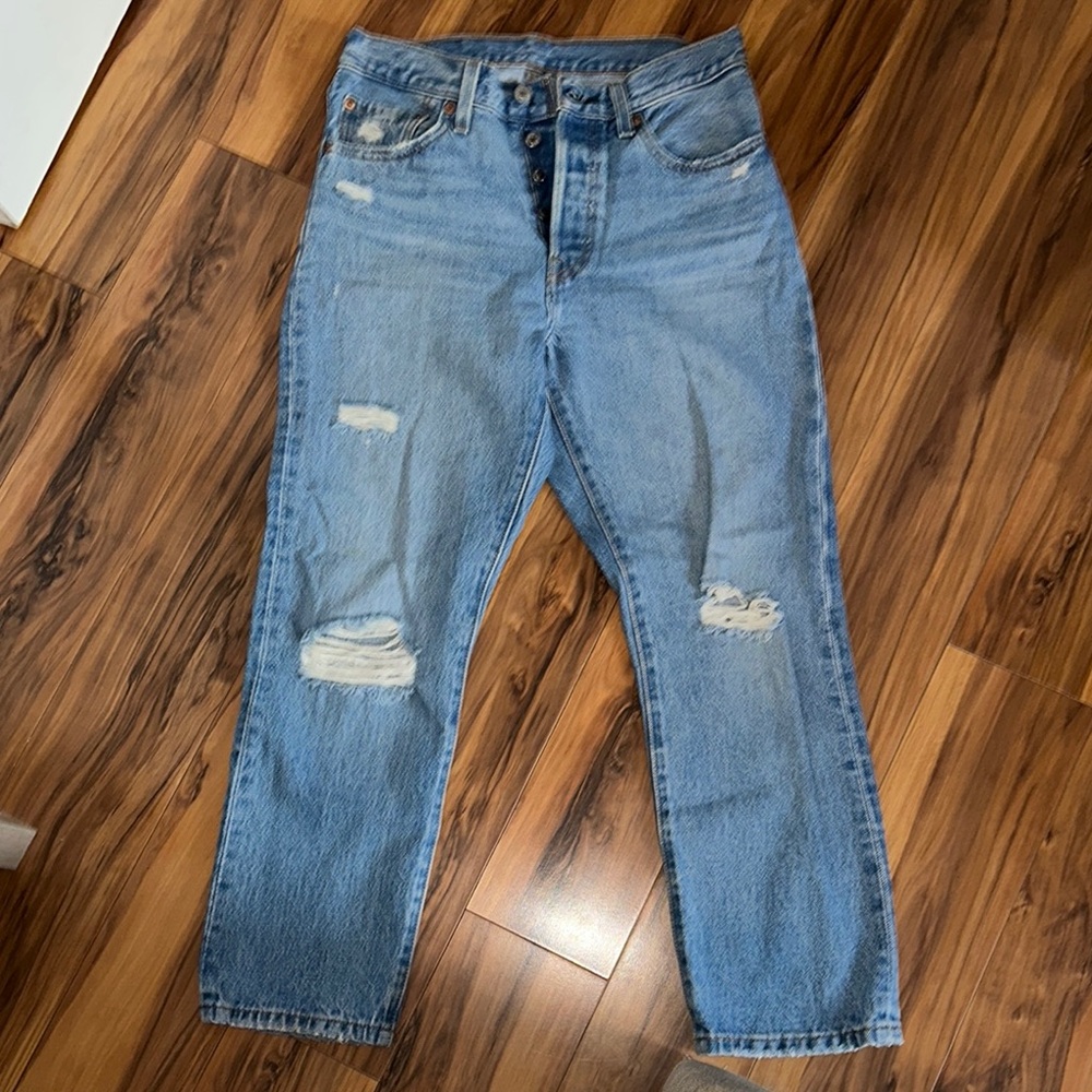 Classic Blue Distressed Women’s Jeans